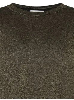 Pull noir avec imprimé lurex doré une coupe droite et un col rond