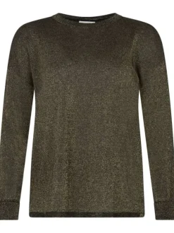 Pull noir avec imprimé lurex doré une coupe droite et un col rond