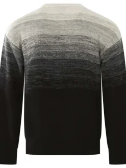 Pull noir en maille côtelée à coupe droite avec col rond et effet dégradé