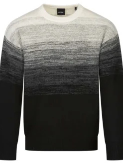 Pull noir en maille côtelée à coupe droite avec col rond et effet dégradé