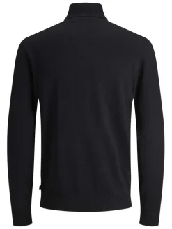 Pull noir en maille fine à coupe ajustée avec col roulé et manches longues