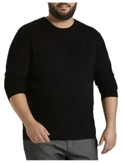 Pull noir pour homme en coton en maille piquée coupe droite