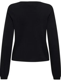 Pull noir uni avec une coupe droite et des manches longues