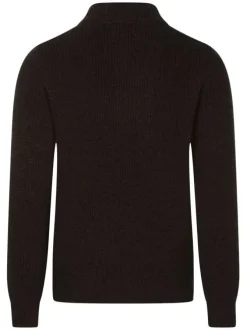 Pull noir uni à coupe droite avec un col montant et zippé et des manches longues