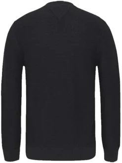 Pull noir uni gros logo à coupe droite col rond et à manches longues