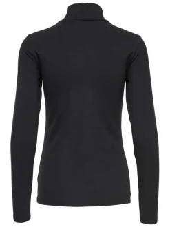 Pull noir uni pourvu d'un col montant et de manches longues