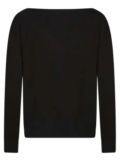 Pull noir uni pourvu d'une coupe droite et de manches longues