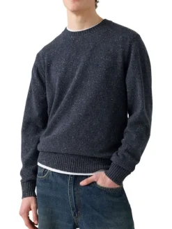Pull nuit uni en laine d'agneau avec col rond et manches longues