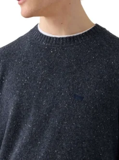 Pull nuit uni en laine d'agneau avec col rond et manches longues