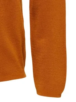 Pull orange uni col rond et à manches longues