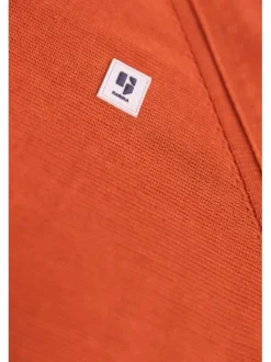 Pull orange uni coupe droite col rond à manches longues