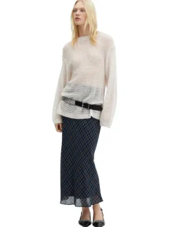 Pullover beige uni avec une coupe droite et des manches longues