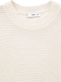 Pullover beige uni avec une coupe droite et des manches longues