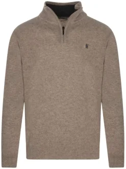 Pull épais en laine beige chiné à coupe droite et col camionneur