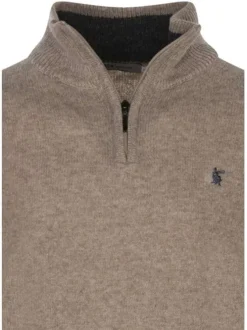 Pull épais en laine beige chiné à coupe droite et col camionneur