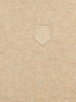 Pull RAY beige en coton biologique unie coupe droite col rond
