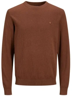 Pull RAY brique en coton biologique unie coupe droite col rond