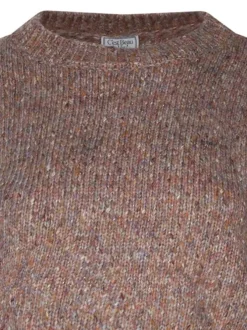 Pull rose en maille tricotée coupe ajustée avec des manches longues