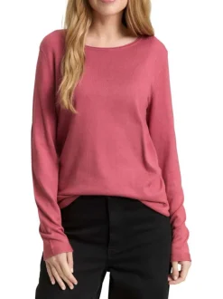 Pull rose uni avec une coupe ajustée et des manches longues moulantes