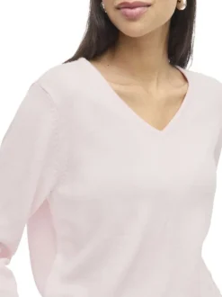 Pull rose uni avec une coupe droite et des manches longues