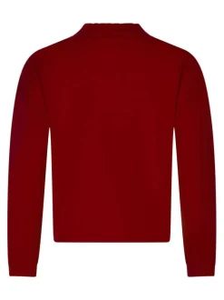 Pull rouge uni coupe ajustée avec un col roulé et des manches longues