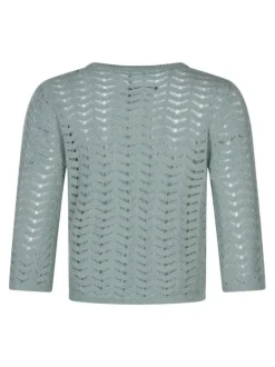 Pull turquoise uni pourvu d'une coupe droite et de manches longues