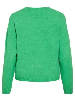 Pull vert uni avec une coupe droite et des manches longues