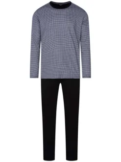 Pyjama Canoubiers noir en coton fantaisie coupe régular col rond