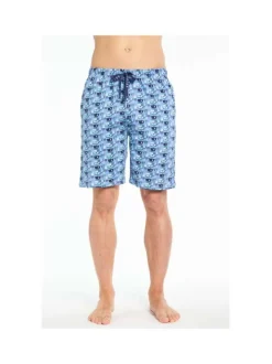 Pyjama court bleu ciel en coton coupe droite