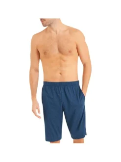Pyjama court en coton biologique marine imprimé avec coupe droite et col rond
