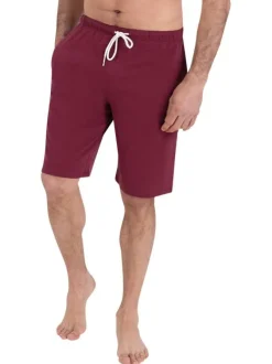 Pyjama court en coton gris avec logo imprimé bordeaux et un col rond