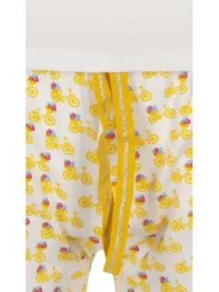 Pyjama Court en coton jaune avec tee-shirt blanc uni et short imprimé