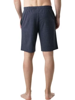 Pyjama court en coton marine à motifs pourvu d'une coupe droite