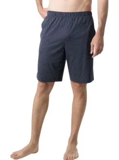 Pyjama court en coton marine à motifs pourvu d'une coupe droite