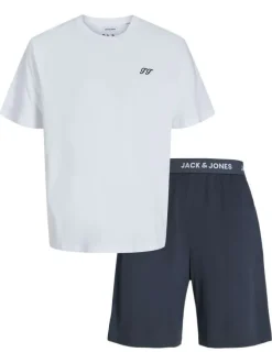 Pyjama court en coton multicolore uni avec une coupe droite et un col rond