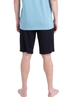 Pyjama court en coton noir uni pourvu d'une coupe droite et de manches courtes