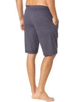 Pyjama court en coton rouge brique à petits motifs avec un col v