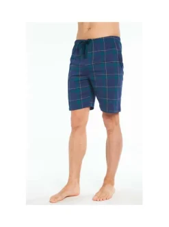 Pyjama court marine en coton coupe droite