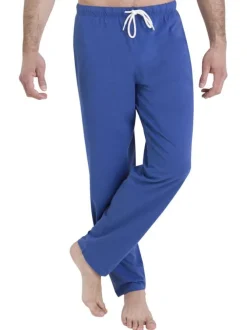 Pyjama en coton bleu imprimé à l'avant et pourvu d'un col rond