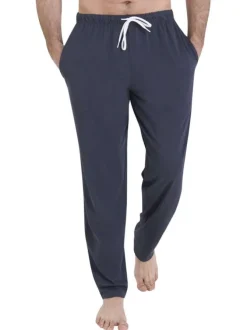 Pyjama en coton bleu rayé pourvu d'un col rond et de manches longues