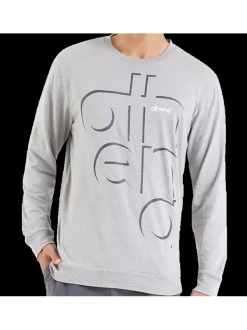 Pyjama en coton mélangé gris chiné avec une coupe droite et un col rond