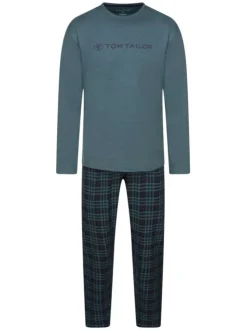 Pyjama long canard avec une coupe droite un col rond et des manches longues