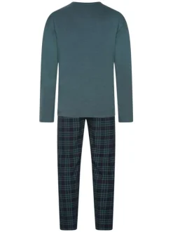Pyjama long canard avec une coupe droite un col rond et des manches longues