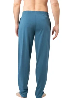 Pyjama long en coton bleu clair à rayures avec un col tunisien