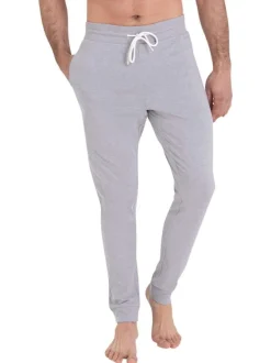 Pyjama long en coton bordeaux avec une coupe droite et un logo blanc imprimé