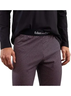 Pyjama Long en coton couleur nuit imprimé avec une coupe droite et un col rond