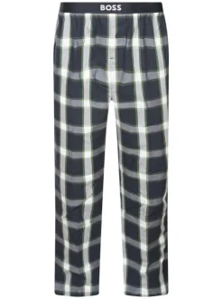 Pyjama Long en coton marine à carreaux avec une taille élastiquée