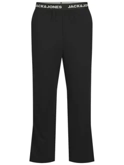 Pyjama Long en coton noir uni avec une coupe fermée et un col rond