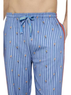 Pyjama long en coton orange avec une coupe droite et un col V
