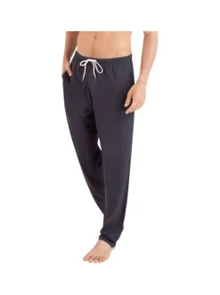 Pyjama long en coton parme rayé avec une coupe droite et un col V
